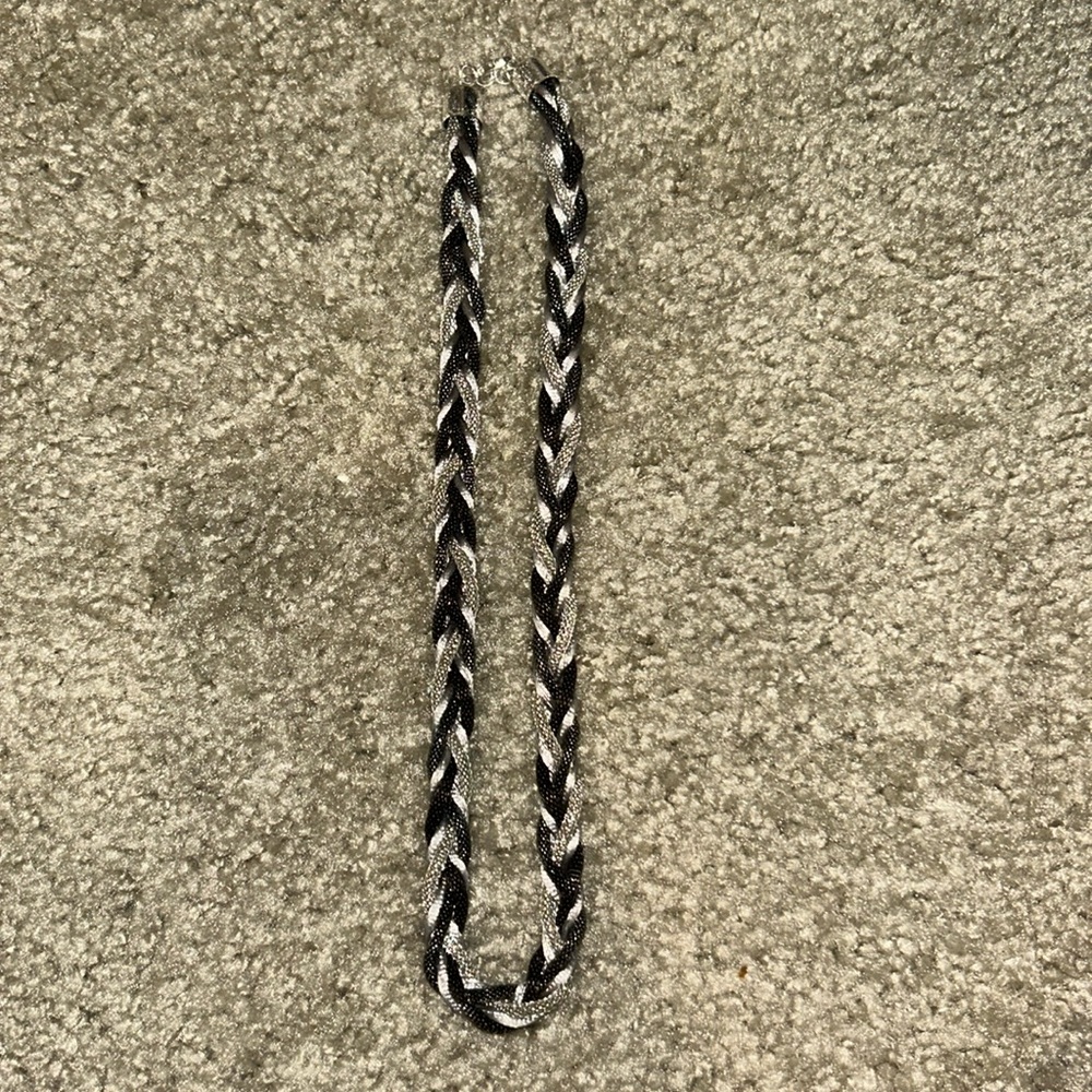 Black and silver braided necklace